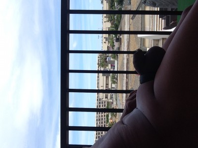on balcony