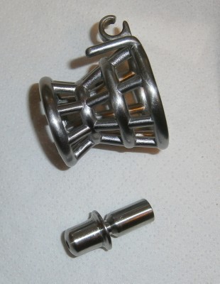 Insert and cage detail, showing taper turned down.